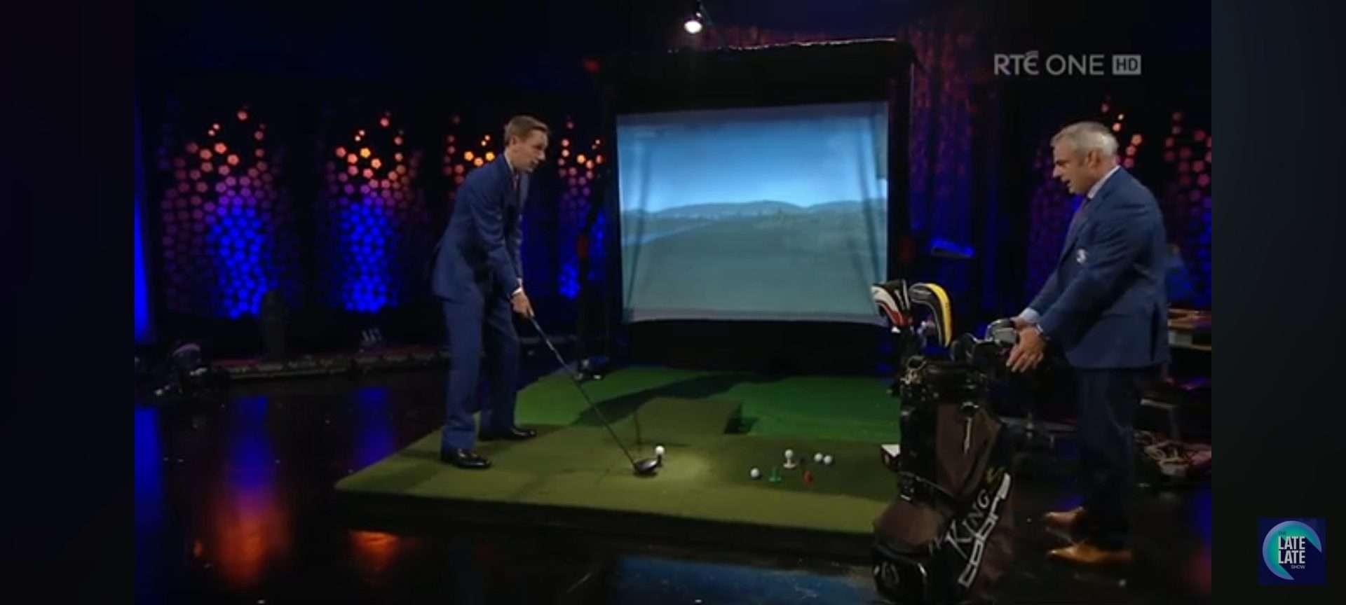 Paul McGinley on The Late Late Show with a Simulated Sports golf simulator
